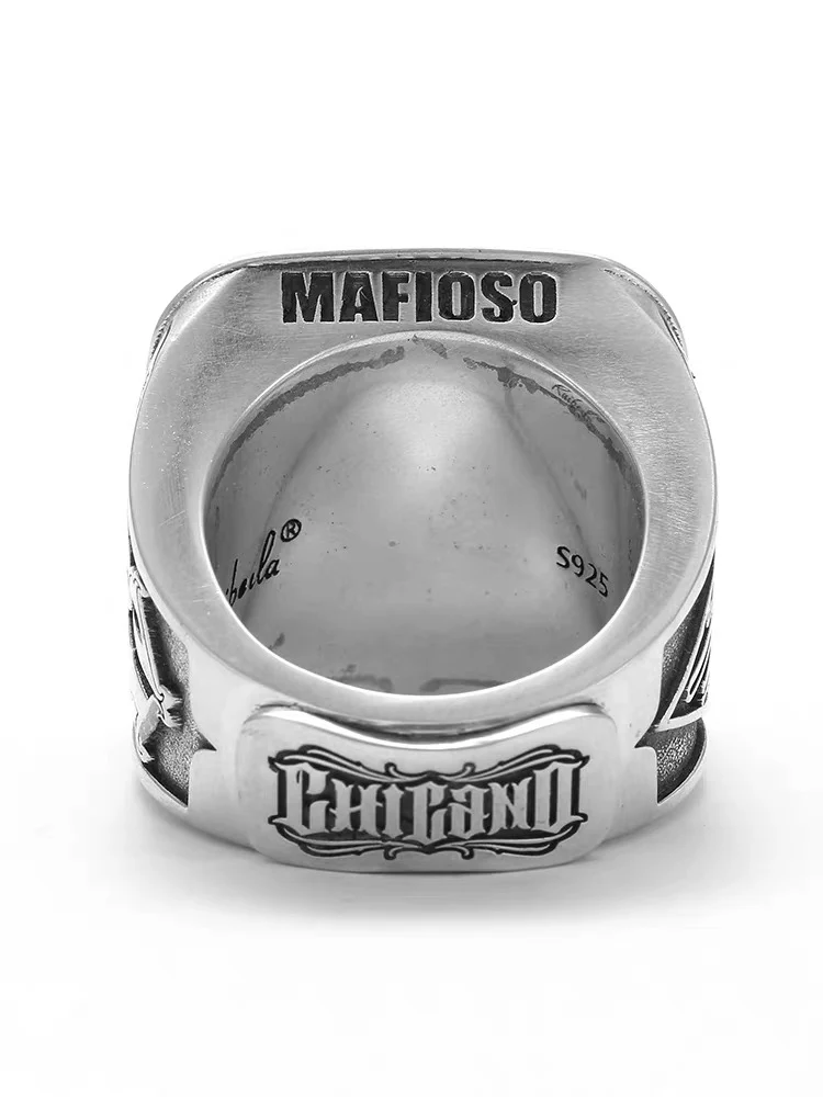 ChinoLoco 925 Solid Silver Heavy Biker Ring — view 3